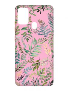 Матовий рожевий чохол на Samsung Galaxy M30s/M21 :: Рослинний фон (принт 377)