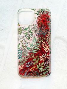 Чохол із плаваючими блискітками на iPhone 14 Червоний :: Рослинний фон (принт 377)