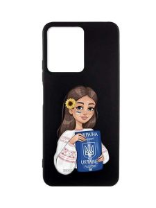 Матовий чорний чохол на Xiaomi Redmi Note 12 :: Дівчина з паспортом (принт 12)