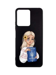Матовий чорний чохол на Xiaomi Redmi Note 12 :: Дівчина з паспортом (принт 13)