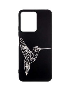 Матовий чорний чохол на Xiaomi Redmi Note 12 :: Колібрі (принт 123)