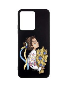 Матовий чорний чохол на Xiaomi Redmi Note 12 :: Українка з колосками (патріотичний принт 172)