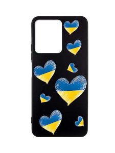 Матовий чорний чохол на Xiaomi Redmi Note 12 :: Сердечка. Україна (принт 258)