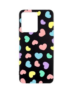 Матовий чорний чохол на Xiaomi Redmi Note 12 :: Різнокольорові сердечка (принт 335)