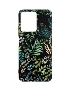 Матовий чорний чохол на Xiaomi Redmi Note 12 :: Рослинний фон (принт 377)