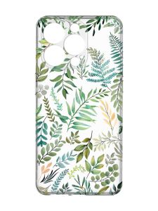 Прозорий чохол із захистом камери на  iPhone 15 Pro :: Рослинний фон (принт 377)