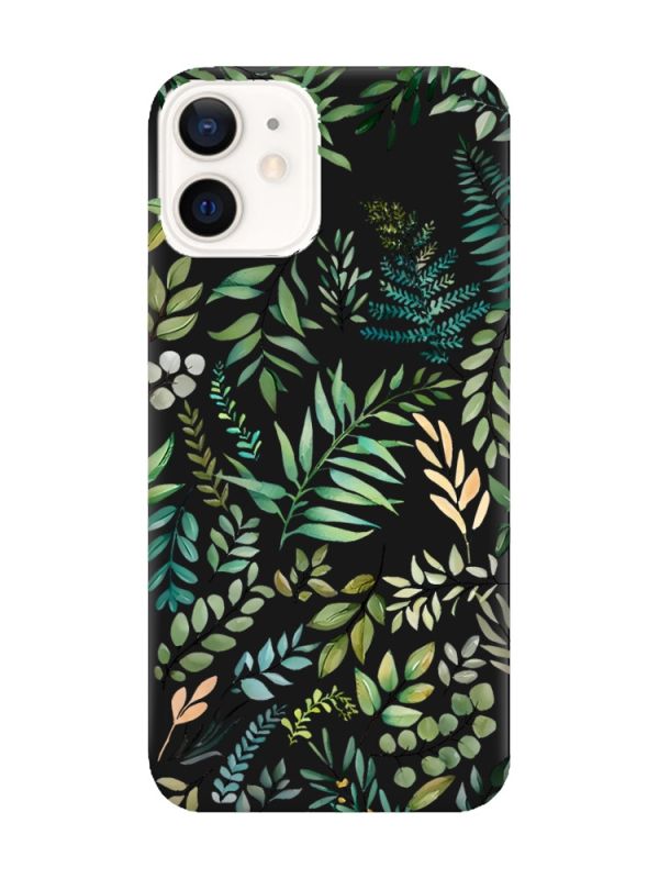 Матовий чорний чохол на Apple iPhone 12 / 12 Pro (6.1) :: Рослинний фон (принт 377)