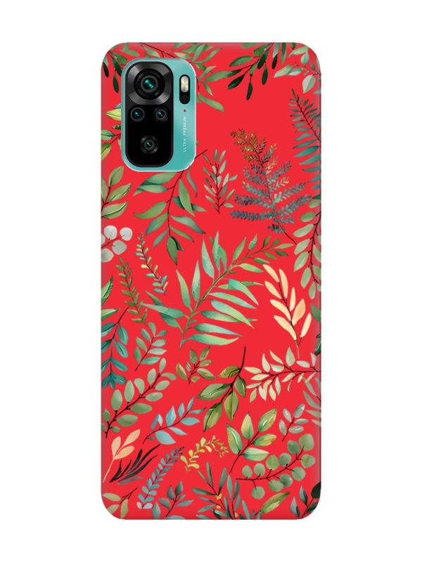 Матовий червоний чохол на Xiaomi Redmi Note 10 / Note 10s :: Рослинний фон (принт 377)