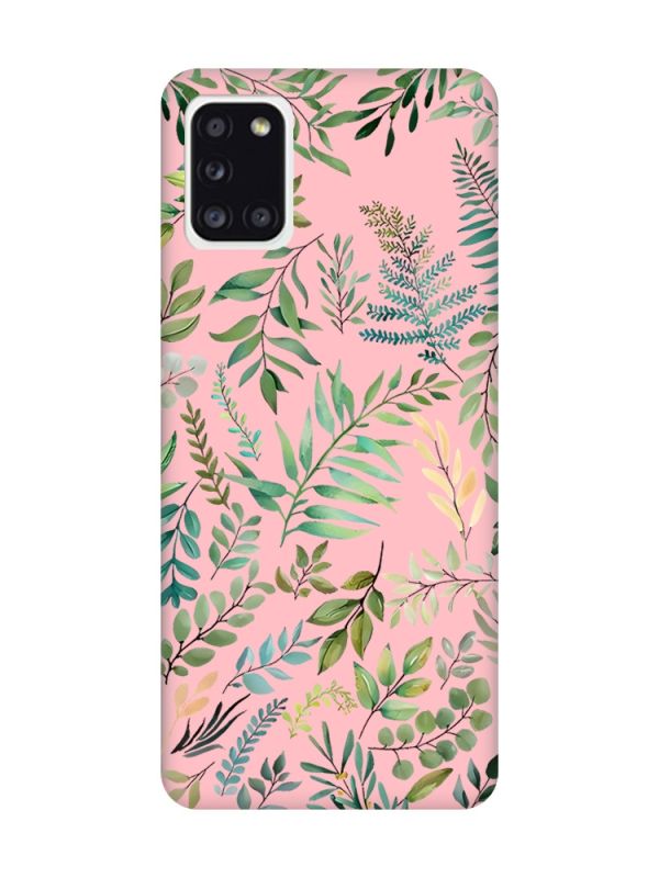 Матовий рожевий чохол на Samsung Galaxy A31 :: Рослинний фон (принт 377)