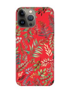 Матовий червоний чохол на Apple iPhone 13 Pro :: Рослинний фон (принт 377)