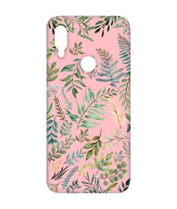 Матовий рожевий чохол на Xiaomi Redmi Note 7/7 Pro :: Рослинний фон /принт 377/
