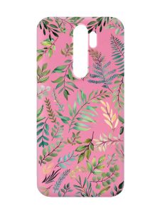 Матовий рожевий чохол на Xiaomi Redmi Note 8 Pro :: Рослинний фон (принт 377)