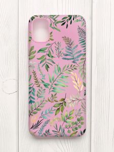 Матовий рожевий чохол на Samsung Galaxy A04E/A042 :: Рослинний фон (принт 377)