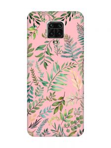 Матовий рожевий чохол на Xiaomi Redmi Note 9 Pro / 9S / 9 Pro Max :: Рослинний фон (принт 377)