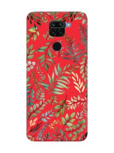 Матовий червоний чохол на Xiaomi Redmi Note 9 / 10X :: Рослинний фон (принт 377)