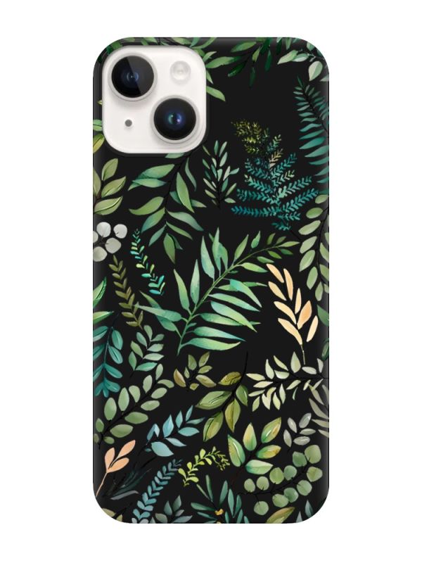 Матовий чорний чохол на Apple iPhone 14 :: Рослинний фон (принт 377)