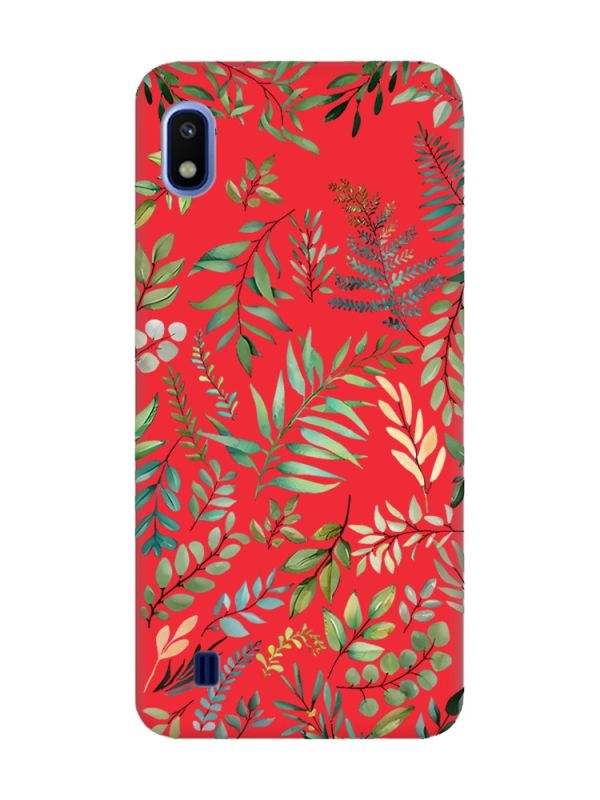Матовий червоний чохол на Samsung Galaxy A10 (2019) A105 :: Рослинний фон (принт 377)