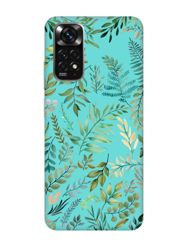 Матовий бірюзовий чохол на Xiaomi Redmi Note 11 :: Рослинний фон (принт 377)