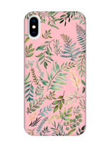 Матовий рожевий чохол на iPhone X / Xs :: Рослинний фон (принт 377)
