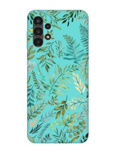 Матовий бірюзовий чохол на Samsung Galaxy A13 4G :: Рослинний фон (принт 377)