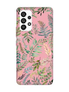 Матовий рожевий чохол на Samsung Galaxy A53 4G/5G :: Рослинний фон (принт 377)