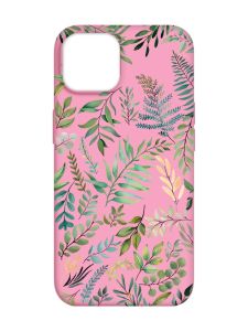 Матовий рожевий чохол на  Apple iPhone 14 :: Рослинний фон (принт 377)