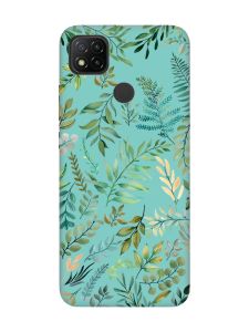 Матовий бірюзовий чохол на Xiaomi Redmi 9C/10A :: Рослинний фон (принт 377)
