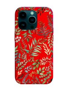 Матовий червоний чохол на Apple iPhone 14 Pro :: Рослинний фон (принт 377)