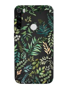 Матовий чорний чохол на Xiaomi Redmi Note 8T :: Рослинний фон (принт 377)