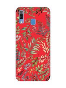 Матовий червоний чохол на Samsung Galaxy A30 (2019) / A20 (2019) :: Рослинний фон (принт 377)