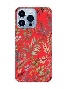 Матовий червоний чохол на Apple iPhone 13 Pro Max :: Рослинний фон (принт 377)