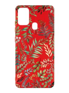 Матовий червоний чохол на Samsung Galaxy M30s/M21 :: Рослинний фон (принт 377)