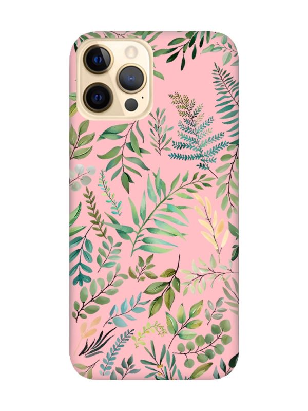 Матовий рожевий чохол на Apple iPhone 12 Pro Max :: Рослинний фон (принт 377)