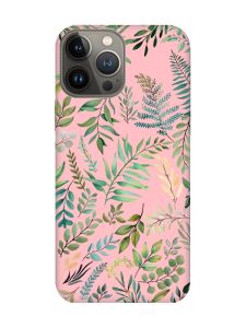 Матовий рожевий чохол на Apple iPhone 13 Pro :: Рослинний фон (принт 377)