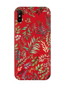 Матовий червоний чохол на Xiaomi Redmi 9A :: Рослинний фон (принт 377)