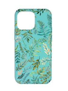 Матовий бірюзовий чохол на Apple iPhone 13 Pro :: Рослинний фон (принт 377)