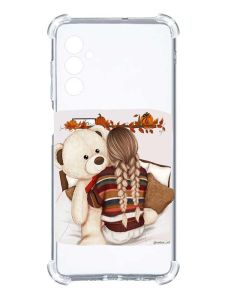 Чохол з потовщеними кутами на Samsung Galaxy M14 :: Дівчинка з ведмедиком (принт 117)