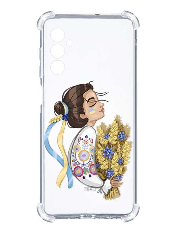 Чохол з потовщеними кутами на Samsung Galaxy M14 :: Українка з колосками (патріотичний принт 172)
