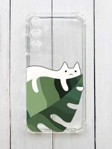 Чохол з потовщеними кутами на Samsung Galaxy M14 :: Кіт на листку (принт 367)