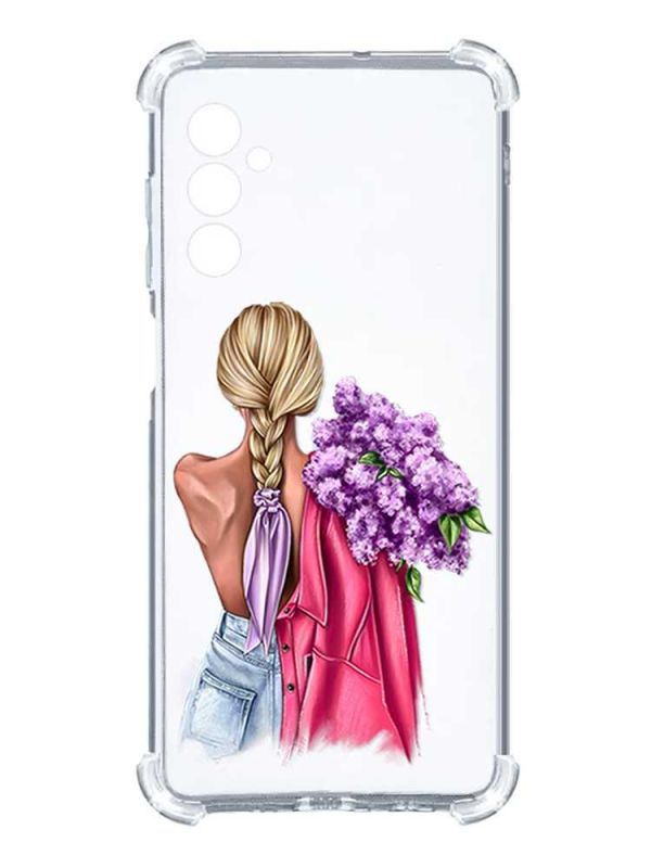 Чохол з потовщеними кутами на Samsung Galaxy M14 :: Дівчина з бузком (принт 7)