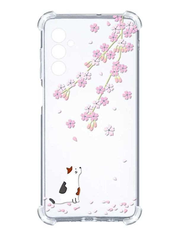 Чохол з потовщеними кутами на Samsung Galaxy M14 :: Котик і сакура (принт 283)