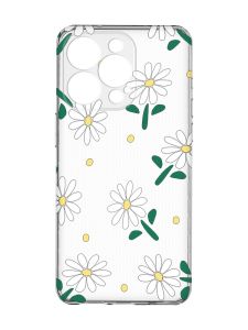 Прозорий чохол із захистом камери на iPhone 15 Pro Max :: Ромашки (принт 368)