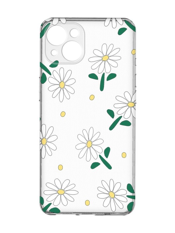 Прозорий чохол із захистом камер на iPhone 15 Plus :: Ромашки (принт 368)