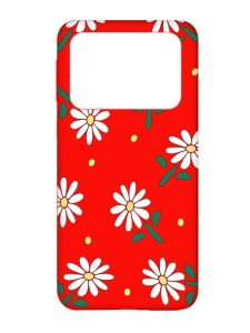 Матовий червоний чохол на Xiaomi Poco X4 Pro 5G :: Ромашки (принт 368)