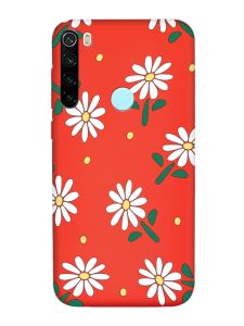 Матовий червоний чохол на Xiaomi Redmi Note 8T :: Ромашки (принт 368)