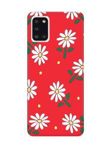 Матовий червоний чохол на Samsung Galaxy A31 :: Ромашки (принт 368)