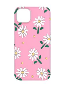 Матовий рожевий чохол на Apple iPhone 14 Plus :: Ромашки (принт 368)