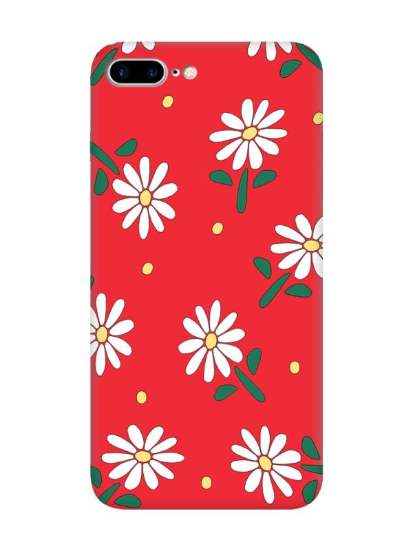 Матовий червоний чохол на Apple iPhone 7 Plus / iPhone 8 Plus :: Ромашки (принт 368)