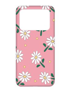 Матовий рожевий чохол на Xiaomi Poco X4 Pro 5G :: Ромашки (принт 368)