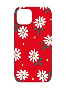 Матовий червоний чохол на Apple iPhone 14 :: Ромашки (принт 368)